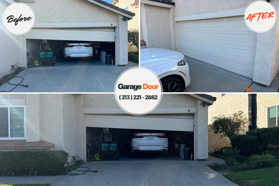 Before and after: garage door opener repair Lake in the Hills, IL